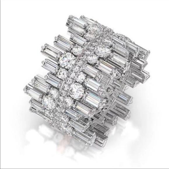 SQUARE 925 STERLING SILVER DIAMOND RING - Picture 6 of 7